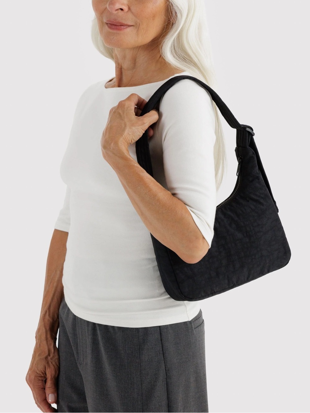 BAGGU Black Mini Nylon Shoulder Bag